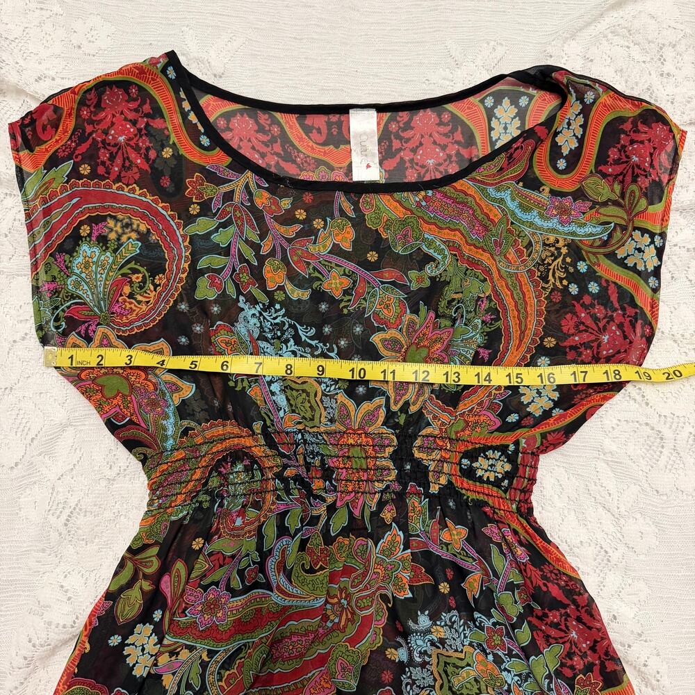 Vintage Y2K Culture Sheer Paisley Long Top Size Large - Picture 3 of 5